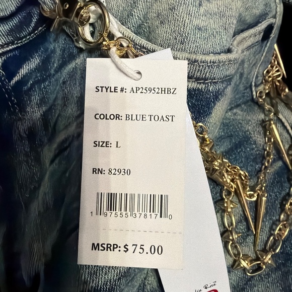 Smoke Rise Women's High Rise Wide Leg Chain Denim Pants - Picture 7 of 7